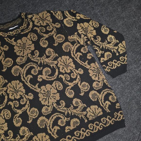 Vintage 90s Alfred Dunner Black and Gold Sweater - Picture 3 of 4